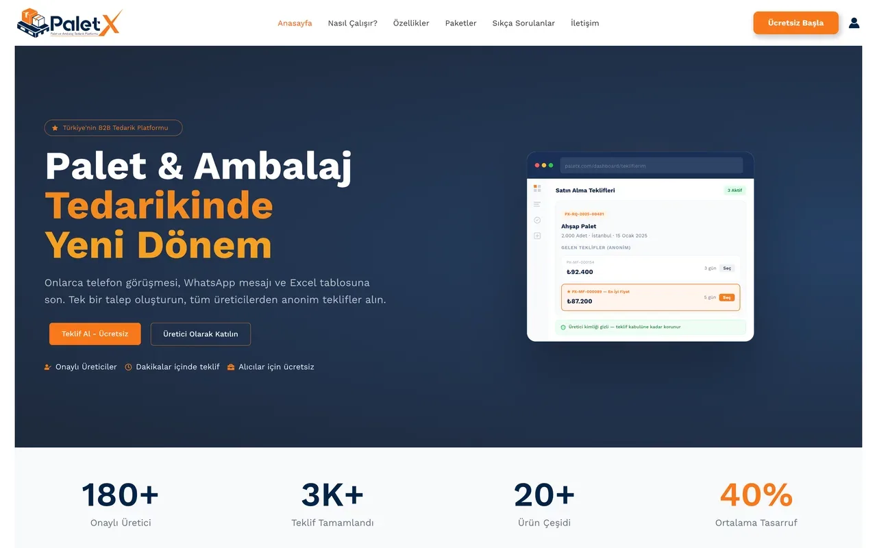 Argo Ajans tarafından geliştirilen PaletX B2B tedarik platformu