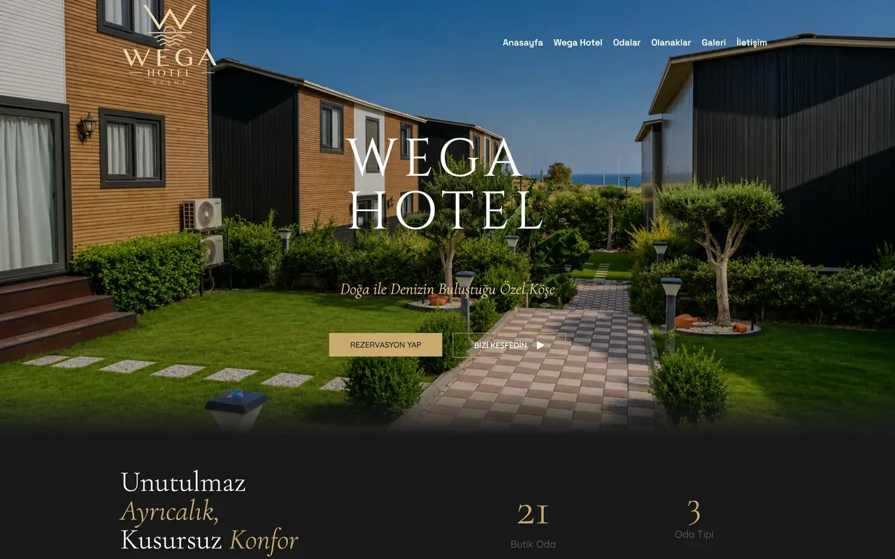 Wega Hotel için Argo Ajans tarafından hazırlanan web sitesinin ekran görüntüsü